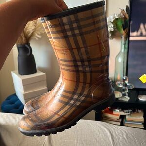 Burberry Rubber Plaid Print Rain Boots
